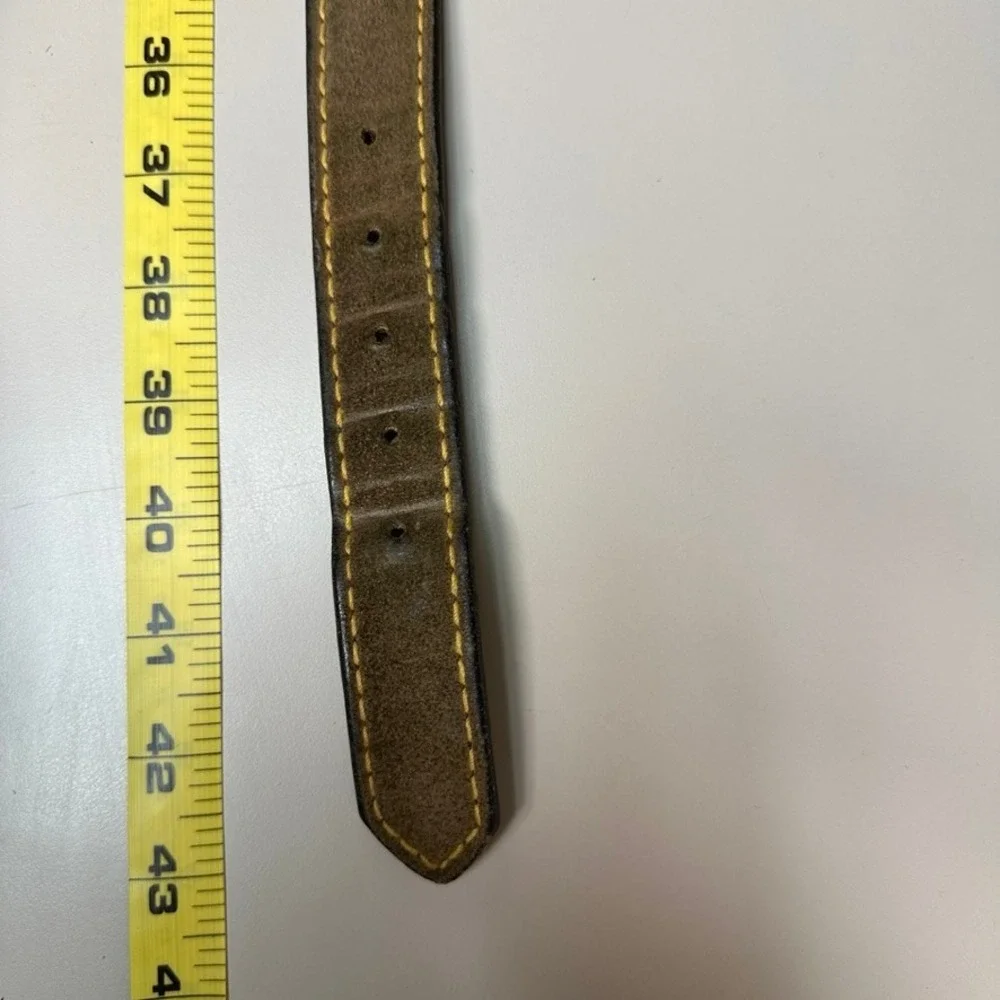 Devonshire Mens Brown Suede Leather Belt Yellow Contrast Stitch 7352 Size 38